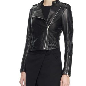 Theory Katiana Crop Leather Moto Jacket